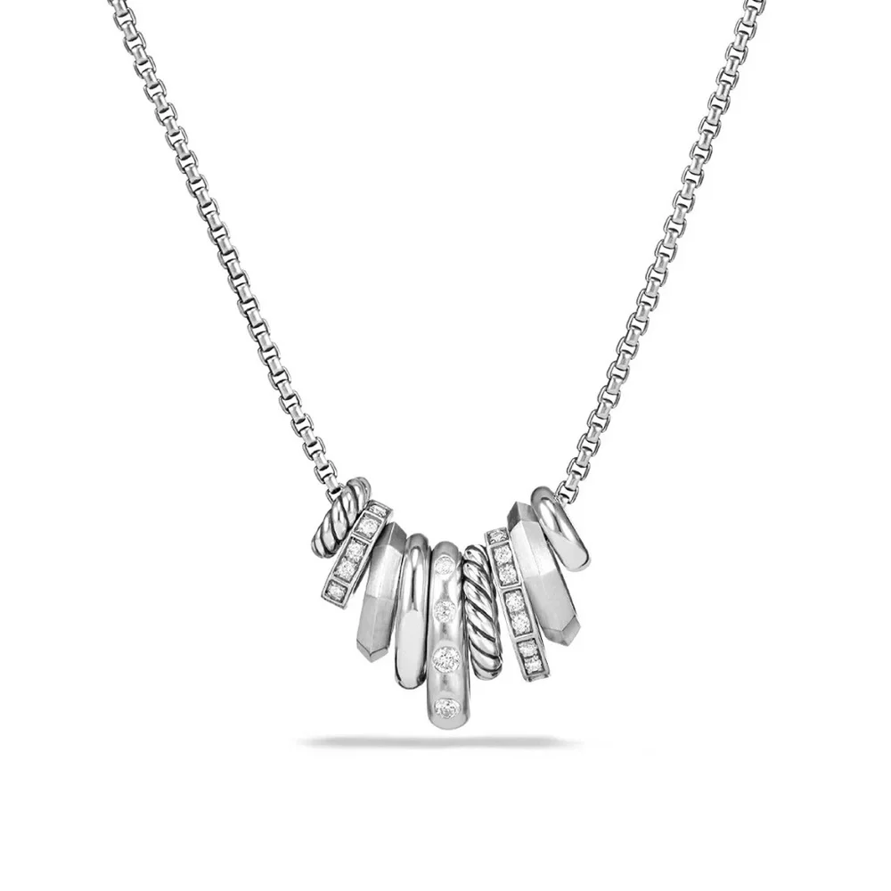 David Yurman Sterling Silver Multi-Pendant Necklace with Diamonds